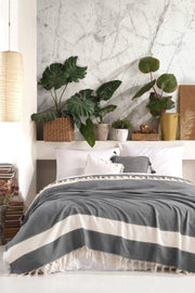 Double Cotton Pique - Striped Anthracite - Swordslife