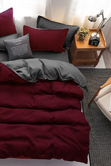 Double Sided Duvet Cover Set Double Claret Red - Smoked - Swordslife