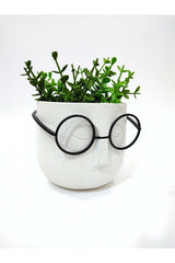 Crazy Professor Glasses Artificial Flower Pot Decorative Trinket White - Swordslife