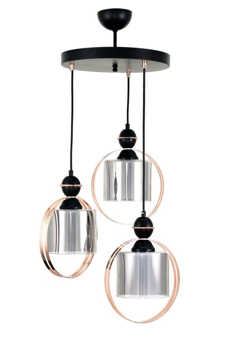 Circle 3 Pcs Black-copper Color Pendant Lamp Chandelier - Swordslife
