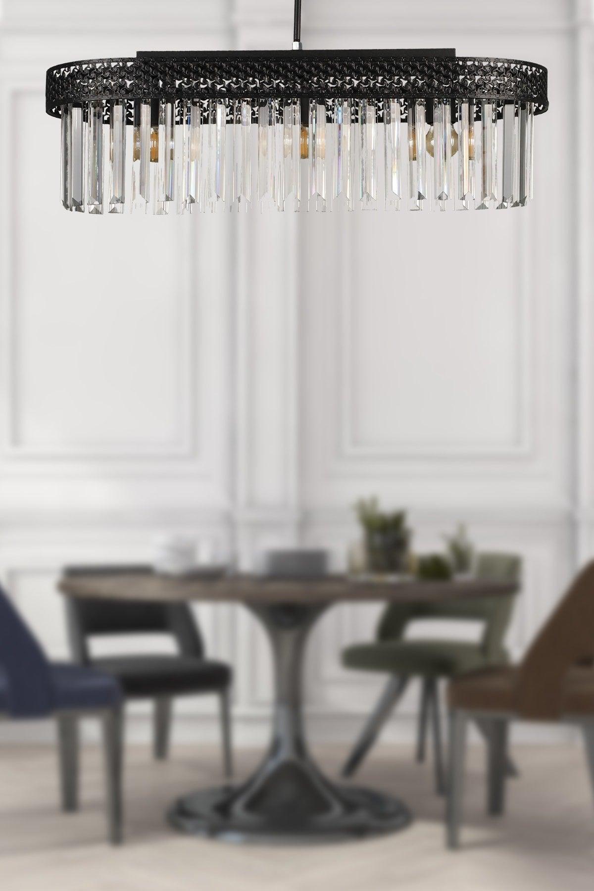 Citrus 3rd Ellipse Lux Crystal Black Chandelier - Swordslife