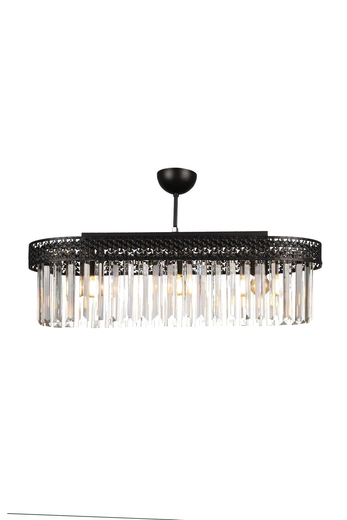 Citrus 3rd Ellipse Lux Crystal Black Chandelier - Swordslife