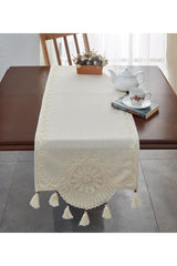 Cloth Lace Embroidered Cream Runner 100% Cotton Table Cloth - Swordslife