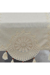 Cloth Lace Embroidered Cream Runner 100% Cotton Table Cloth - Swordslife