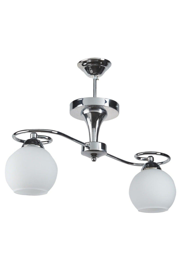 Yonca Modern Chrome Color White Glass 2 Pcs Chandelier - Swordslife