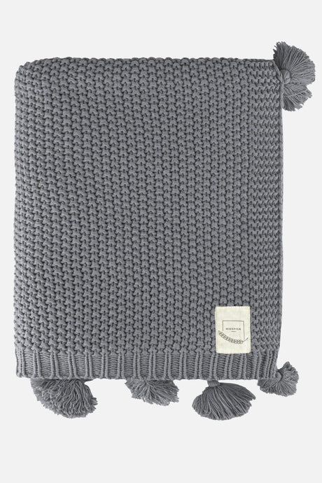 Coco Rice Knitted Pompom Knitwear TV Blanket Throw Gray - Swordslife