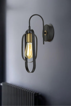Black metal retro wall sconce for bedroom or café lighting