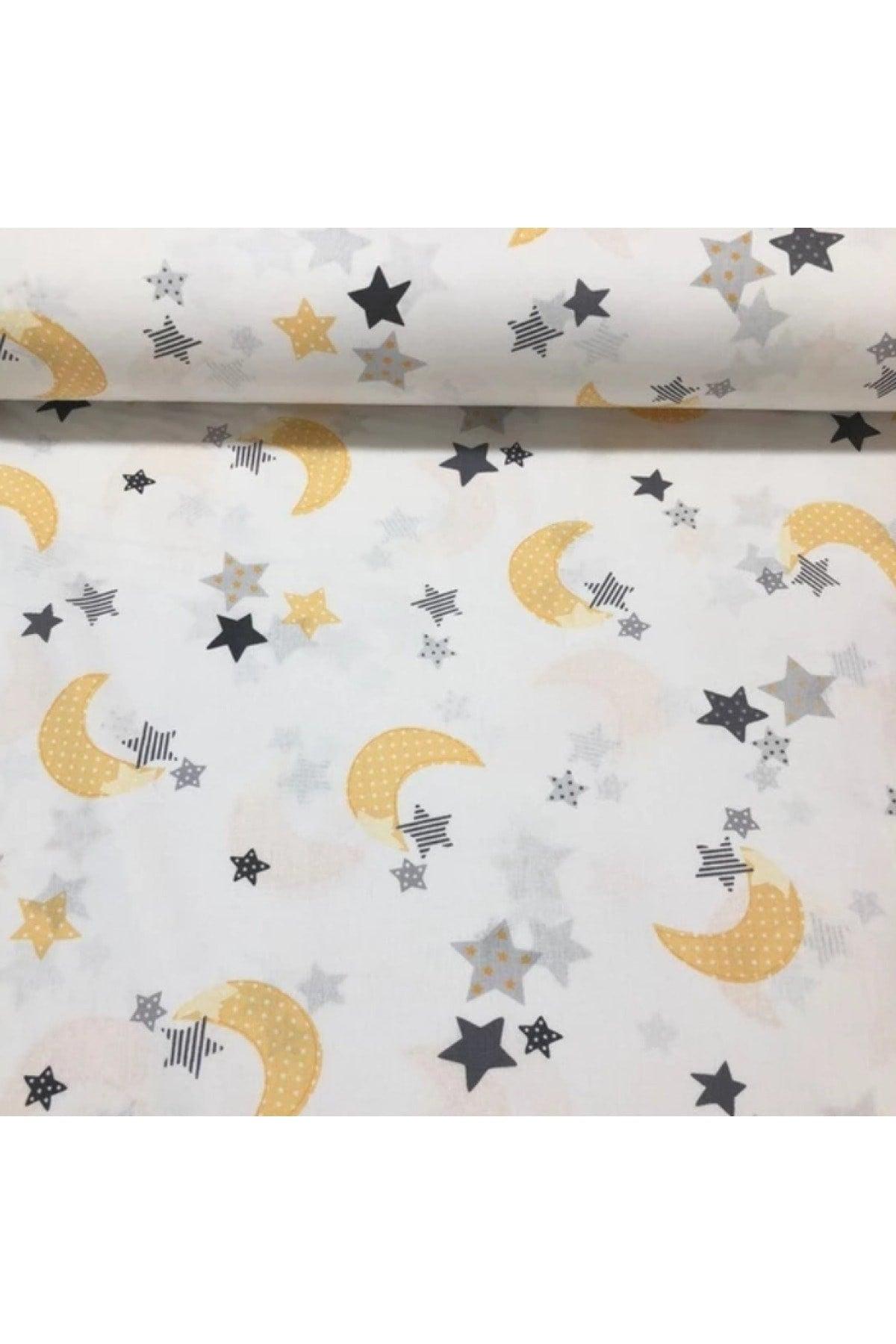 Children's Elastic Bed Sheet 120x200 (2 Pieces) Yellow Star and Crescent and Karaca - Swordslife