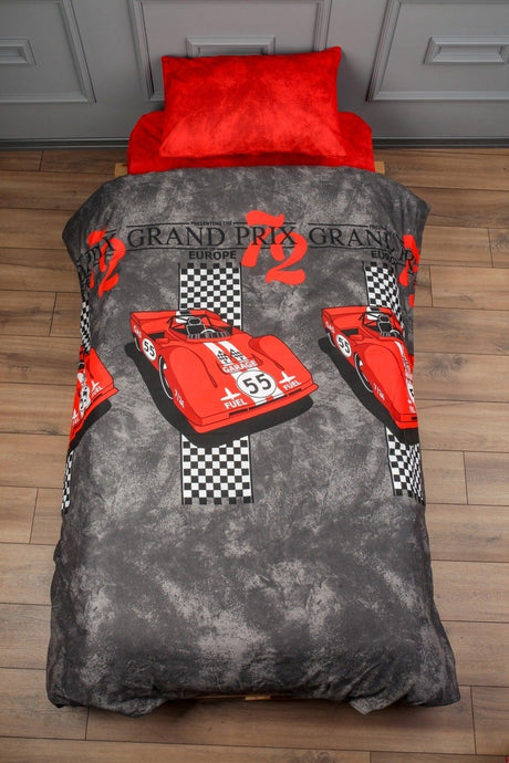 Child, Duvet Cover, Car, Cotton Ranforce, Single, Red - Swordslife