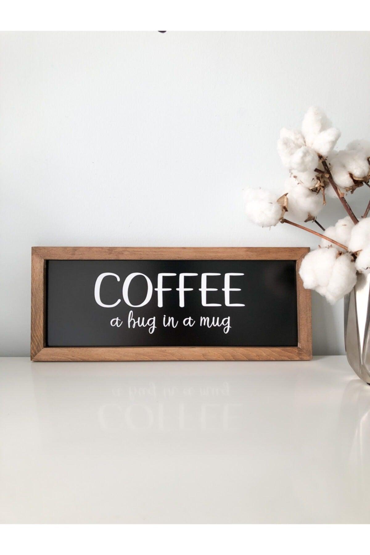 Coffee Corner Black Coffee A Hug In A Mug Wooden Frame 17*42 Cm - Swordslife