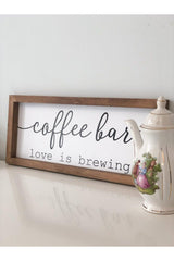 Coffee Corner Coffee Bar Love Is Brewing Wooden Frame - Swordslife