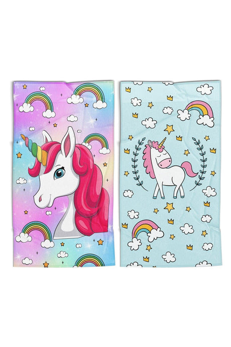 Multi-Purpose Unicorn Patterned Decorative Towel 30x50cm 2 pcs - Swordslife