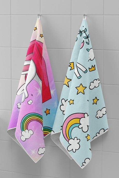 Multi-Purpose Unicorn Patterned Decorative Towel 30x50cm 2 pcs - Swordslife