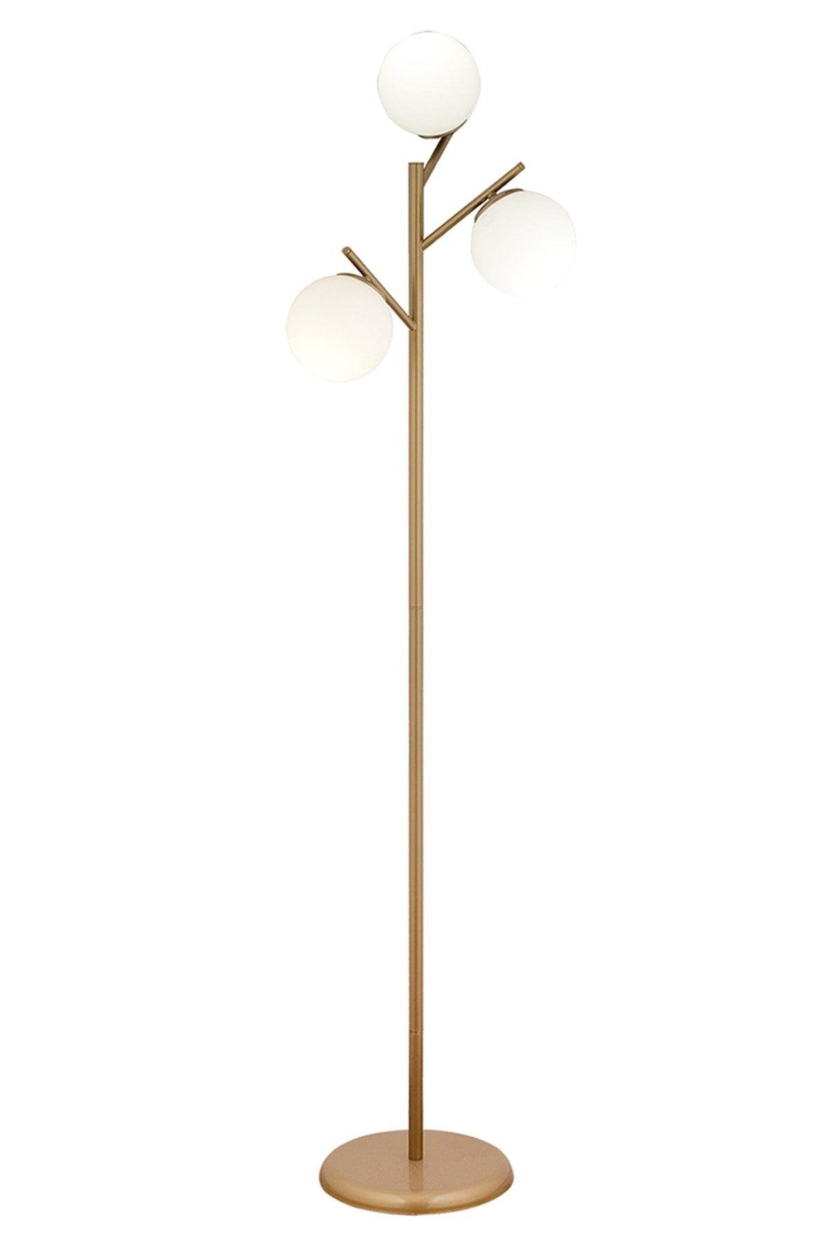 Renji 3 Piece Antique Painted White Glass Modern Design Metal Floor Lamp - Swordslife
