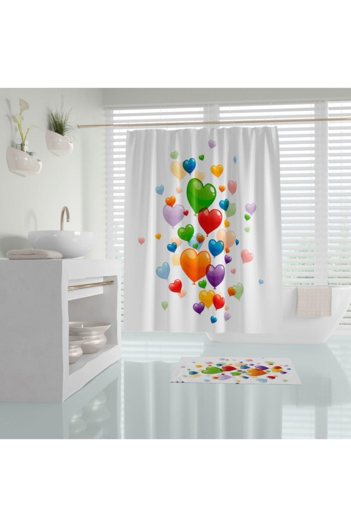 Colorful Balloon Pattern Bathroom Curtain Printed Bathroom Shower Curtain 180x200cm Single Wing Bath Curtain - Swordslife