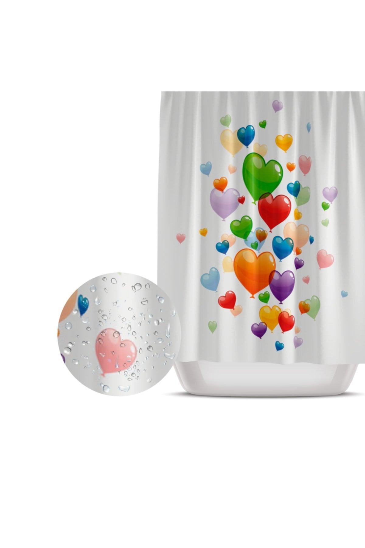 Colorful Balloon Pattern Bathroom Curtain Printed Bathroom Shower Curtain 180x200cm Single Wing Bath Curtain - Swordslife