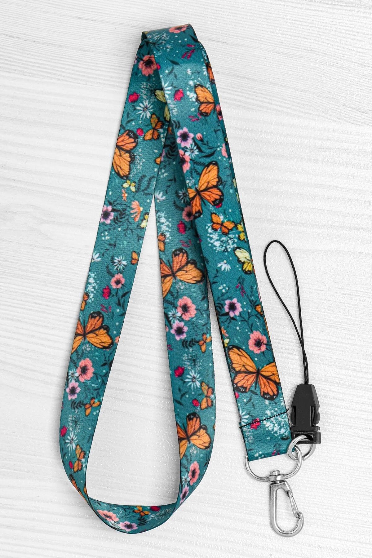 Colorful Butterflies Name Badge Neck Strap Lanyard