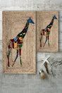Colorful Giraffe Patterned Jute 2-Piece Carpet Set (60x100/40x60) - Esta1228 - Swordslife