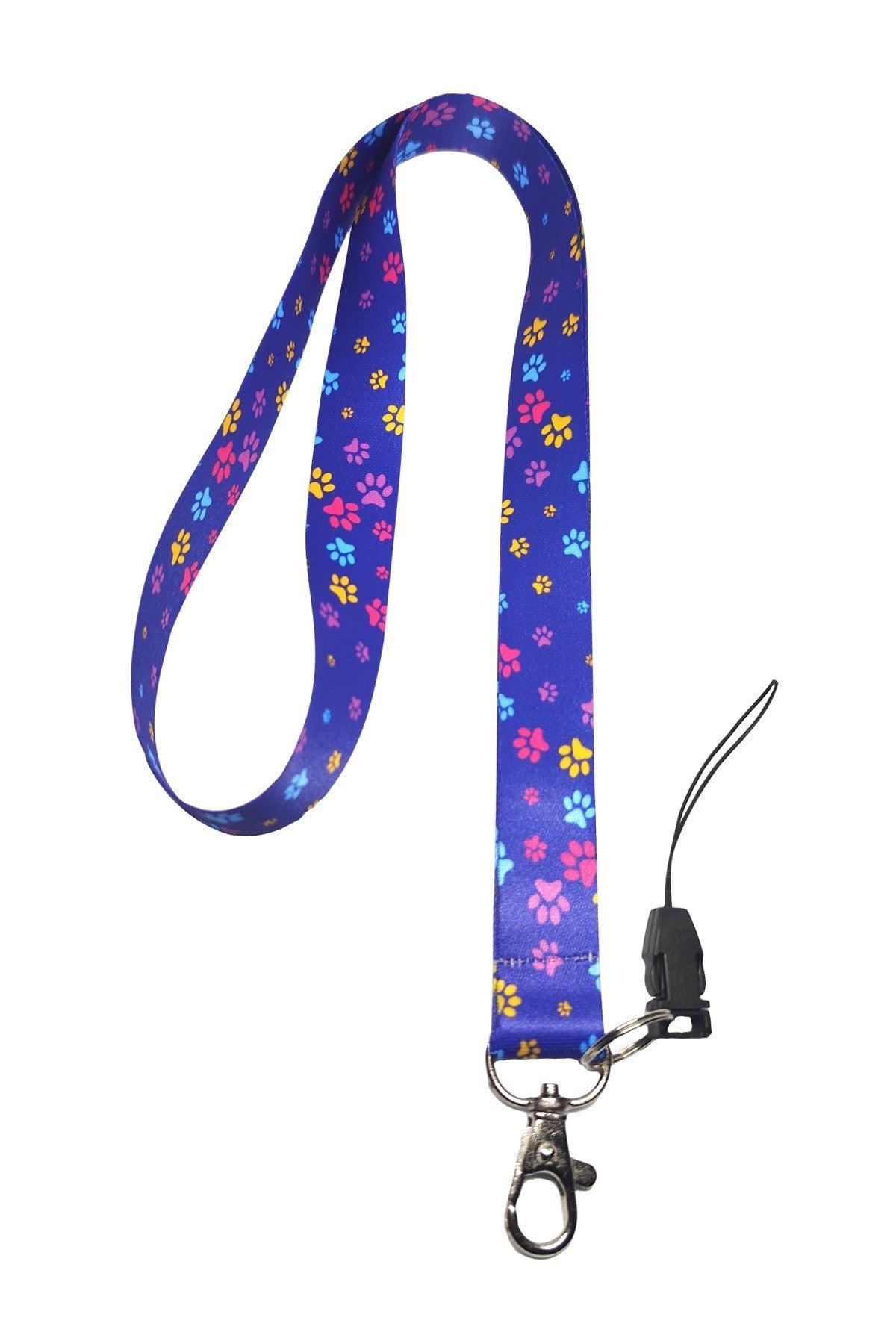 Colorful Paw Pattern Neck Lanyard And Phone