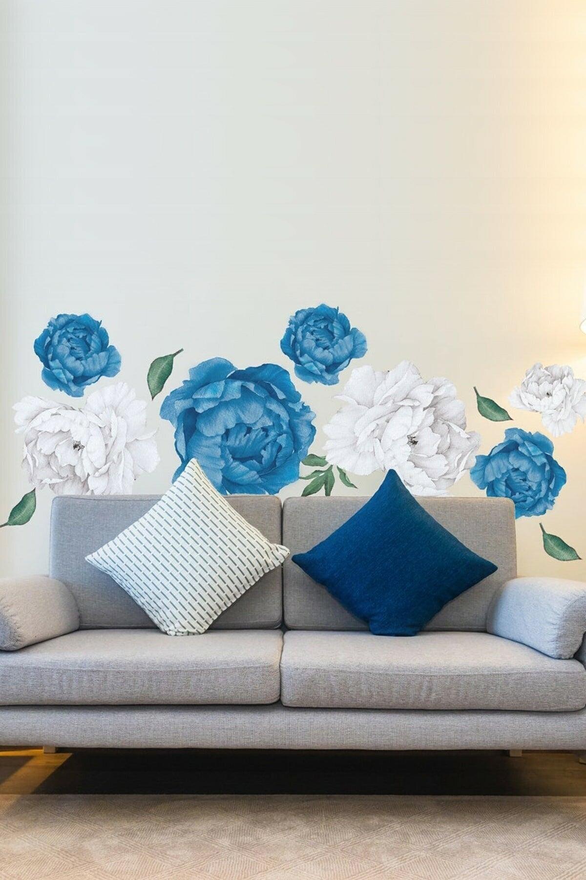 Colorful Peony Flowers Giant Wall Sticker - Swordslife