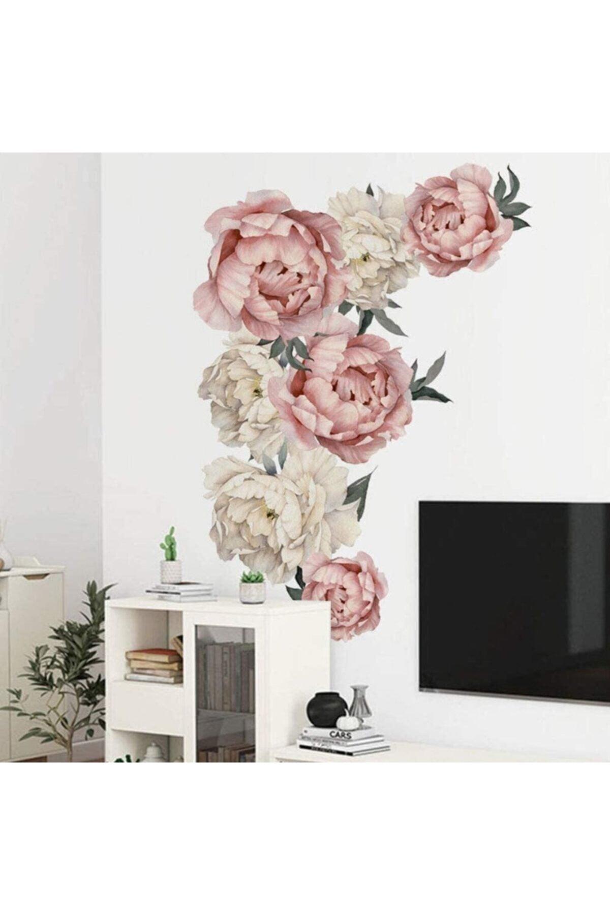 Colorful Peony Flowers Giant Wall Sticker - Swordslife
