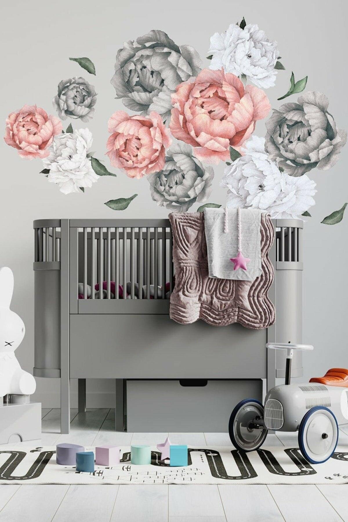 Colorful Peony Flowers Giant Wall Sticker - Swordslife