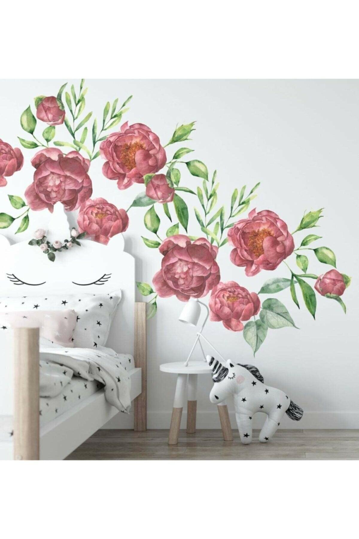 Colorful Peony Flowers Giant Wall Sticker - Swordslife
