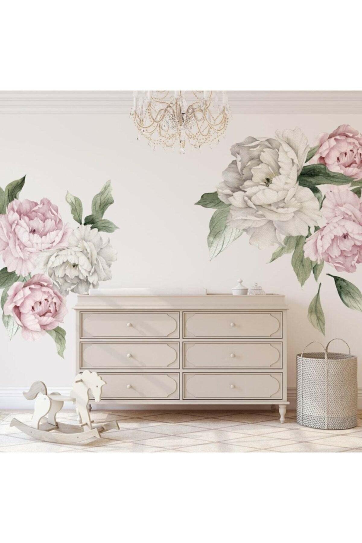 Colorful Peony Flowers Giant Wall Sticker - Swordslife
