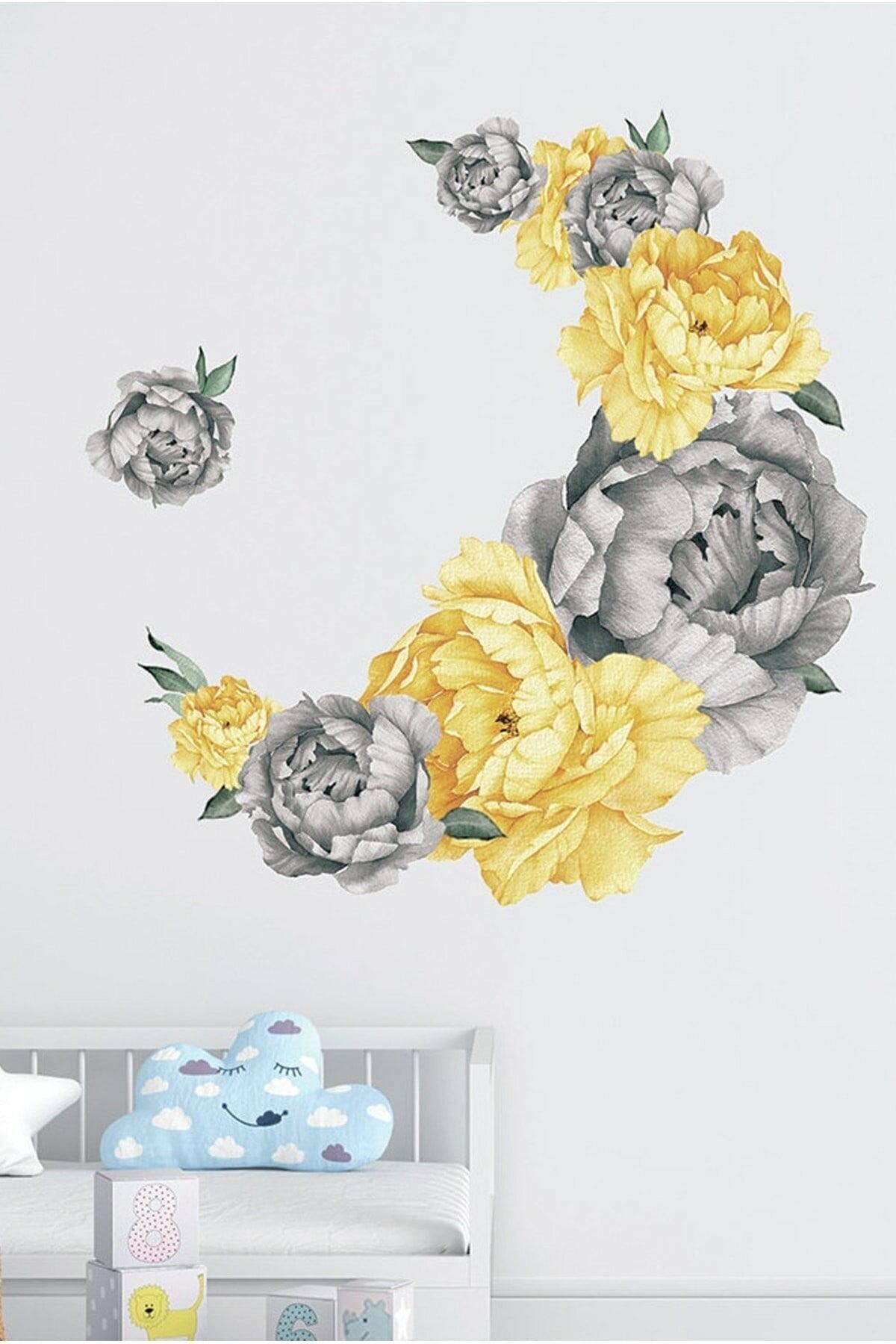 Colorful Peony Flowers Giant Wall Sticker - Swordslife