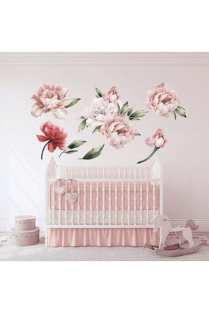 Colorful Peony Flowers Giant Wall Sticker - Swordslife