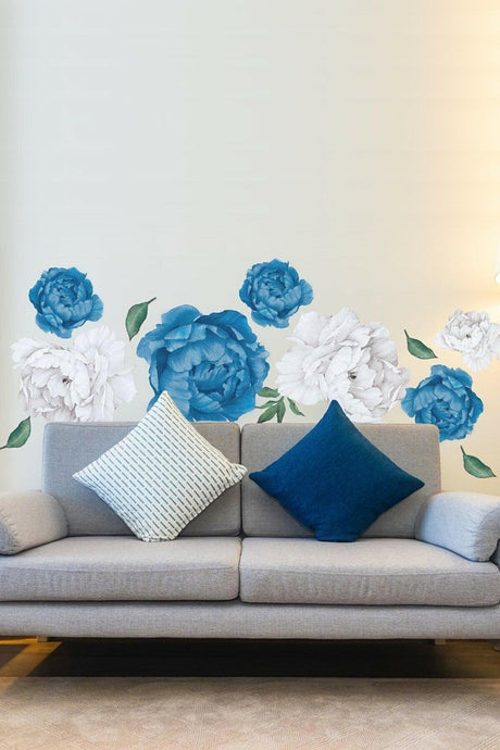 Colorful Peony Flowers Giant Wall Sticker - Swordslife