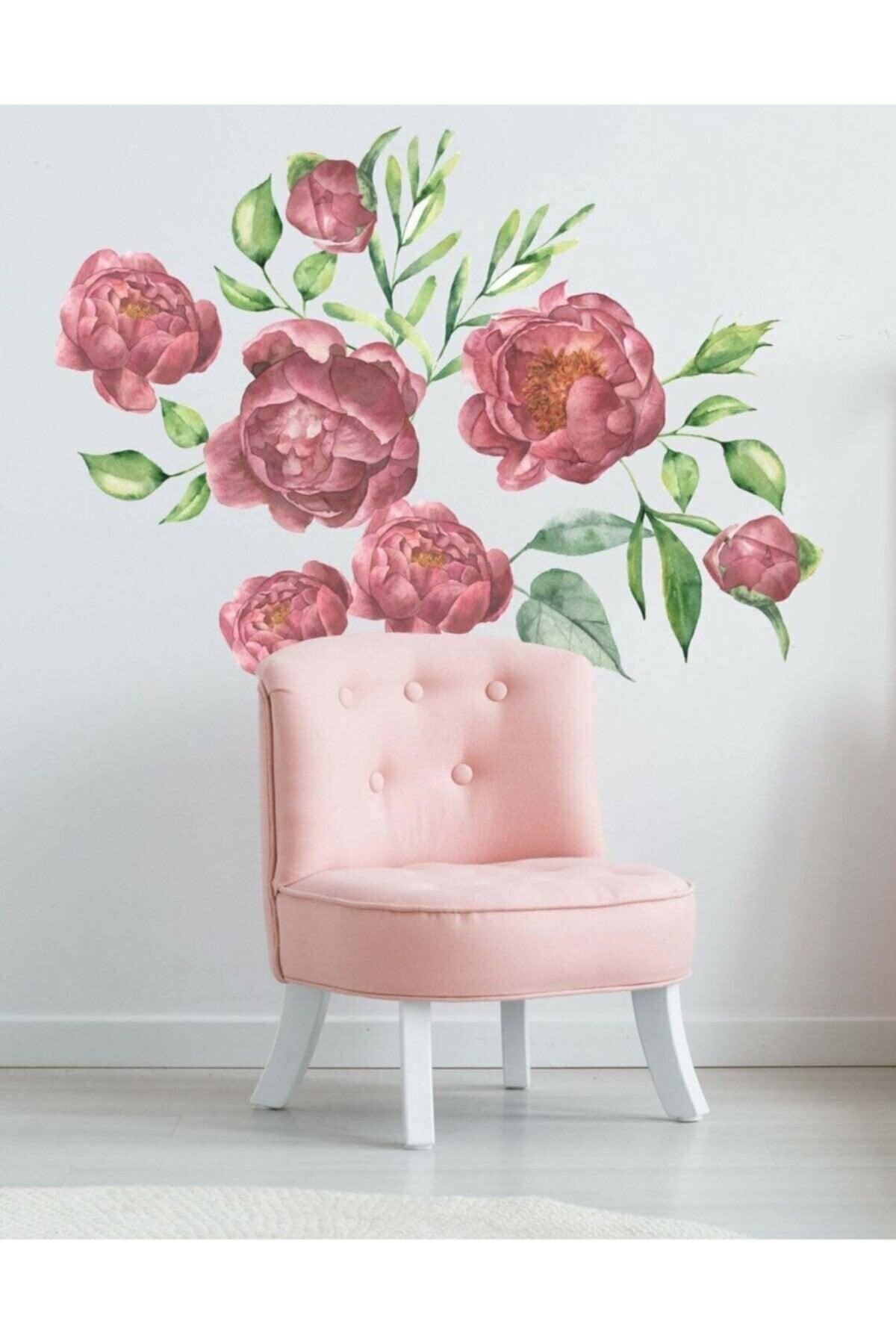 Colorful Peony Flowers Giant Wall Sticker - Swordslife