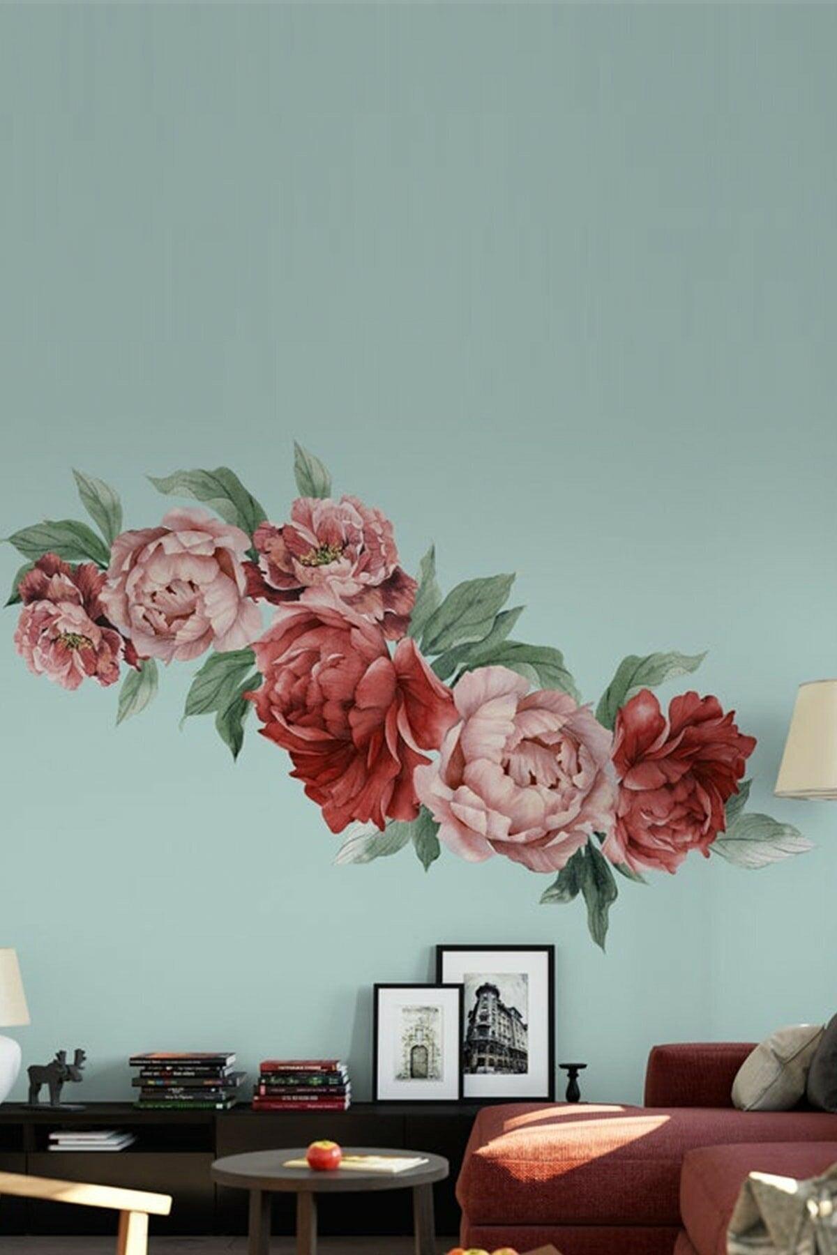 Colorful Peony Flowers Giant Wall Sticker - Swordslife