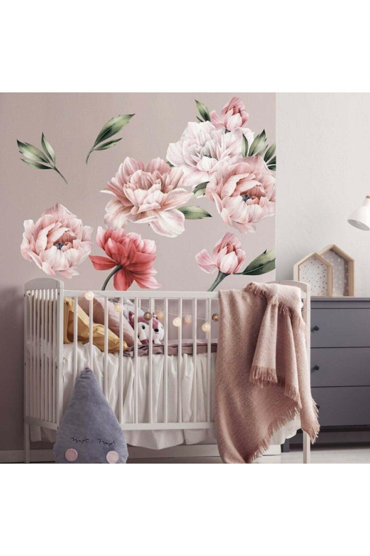 Colorful Peony Flowers Giant Wall Sticker - Swordslife
