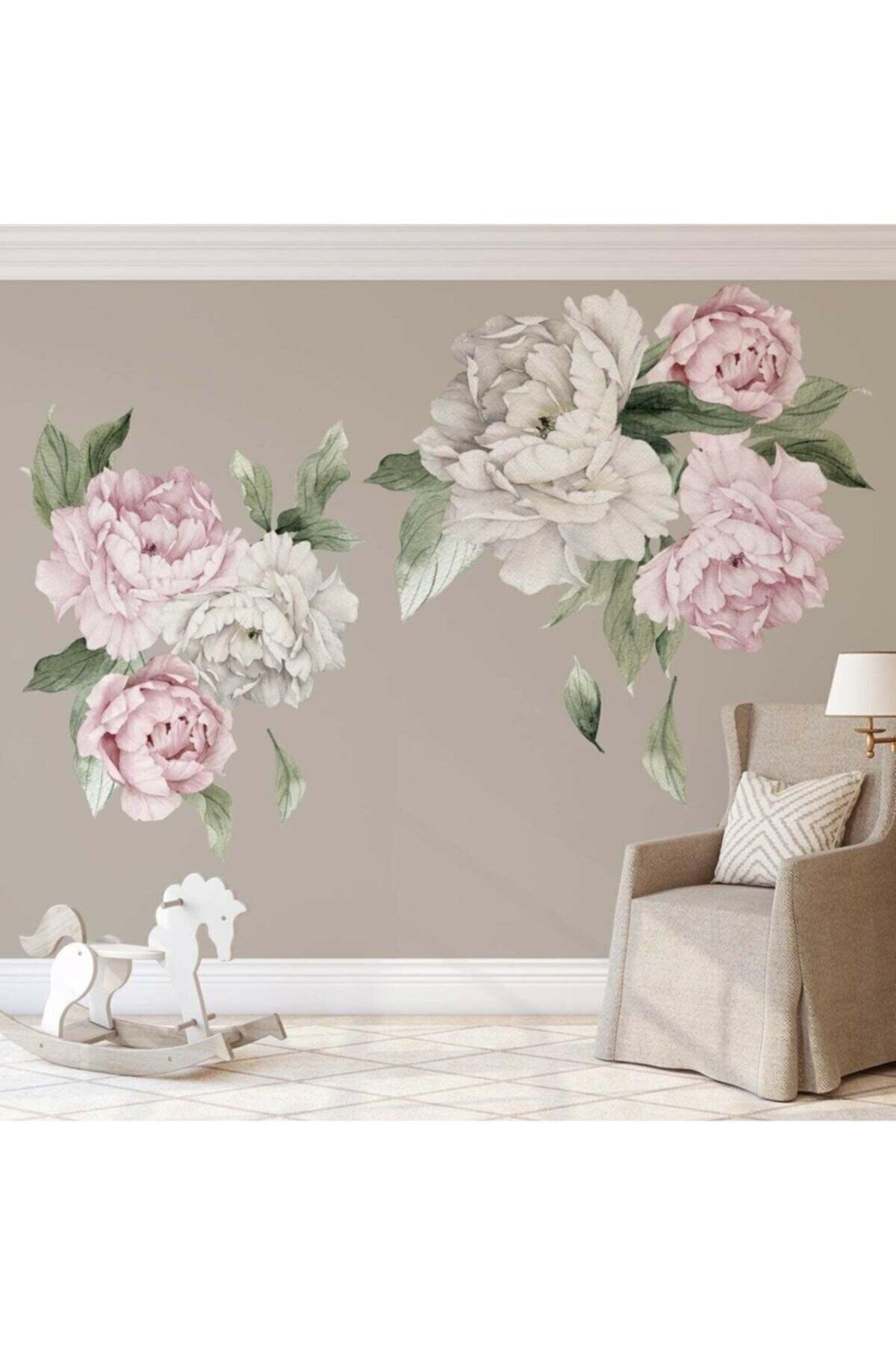 Colorful Peony Flowers Giant Wall Sticker - Swordslife