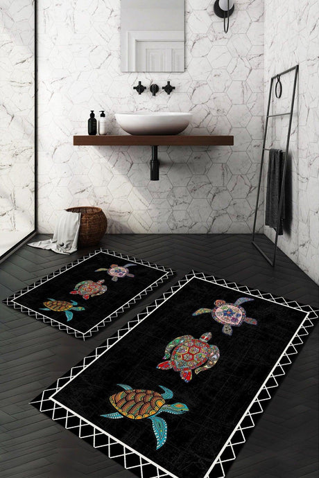 Colorful Turtle Patterned 2-Piece Carpet Set
