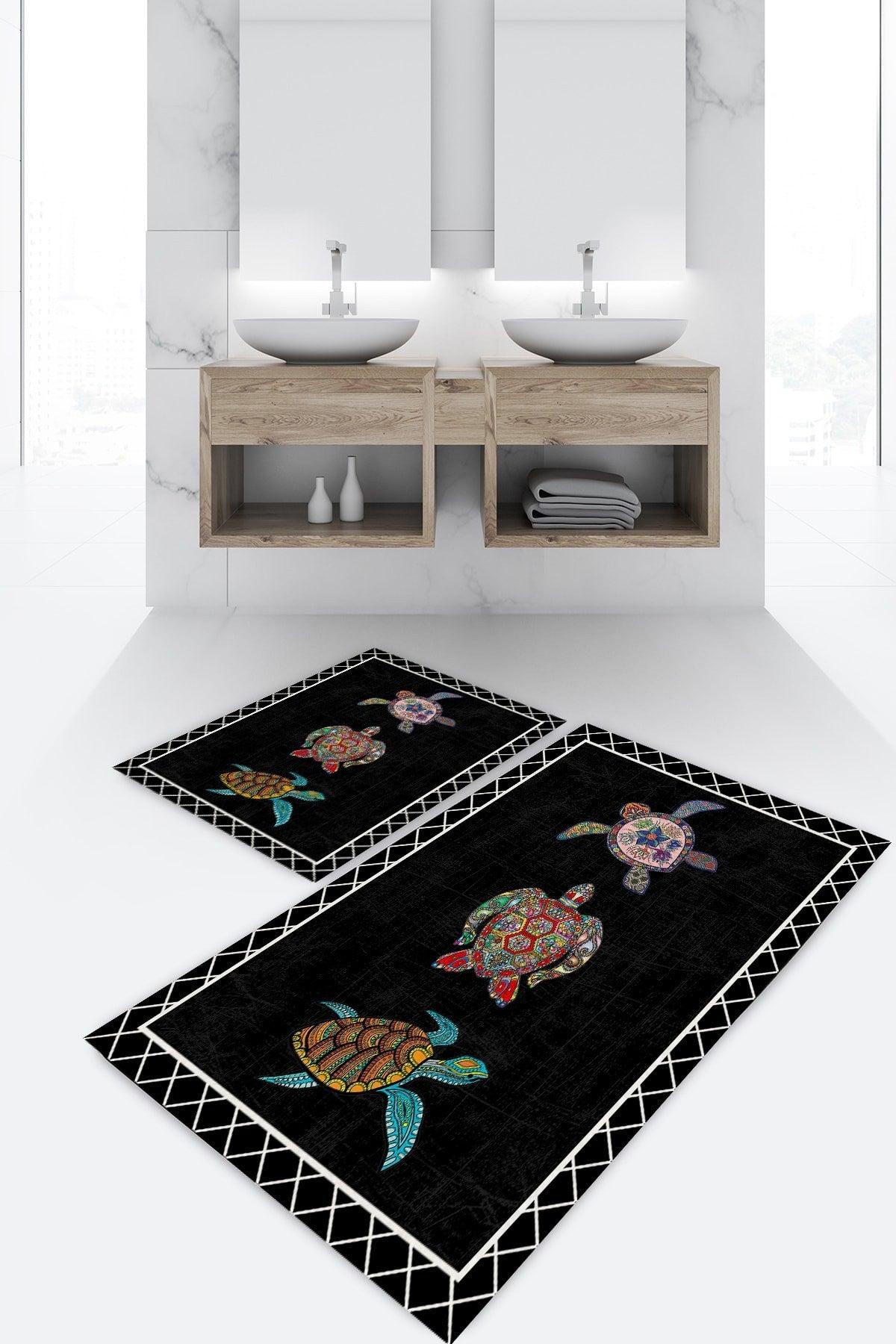 Colorful Turtle Patterned 2-Piece Carpet Set
