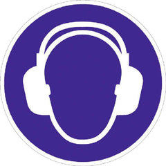Hearing protection sign with durable plastic mount