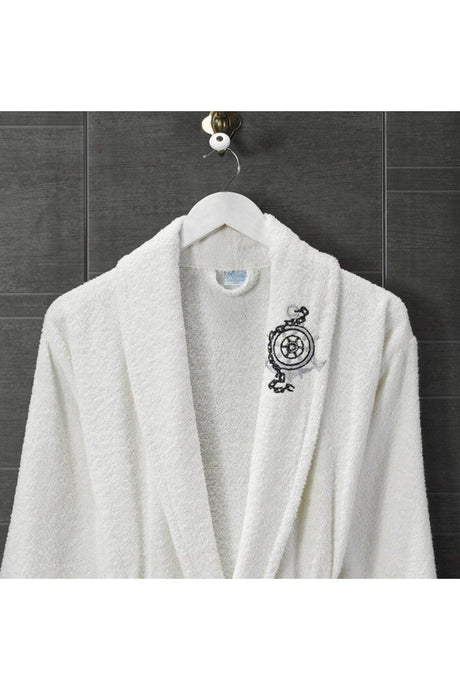 Compass Embroidered Cotton 2 Piece Bathrobe Set - Swordslife