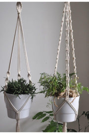 Complementing Each Other Weed Macrame Cream Color 2 Pcs Special Set Flower Pot - Swordslife