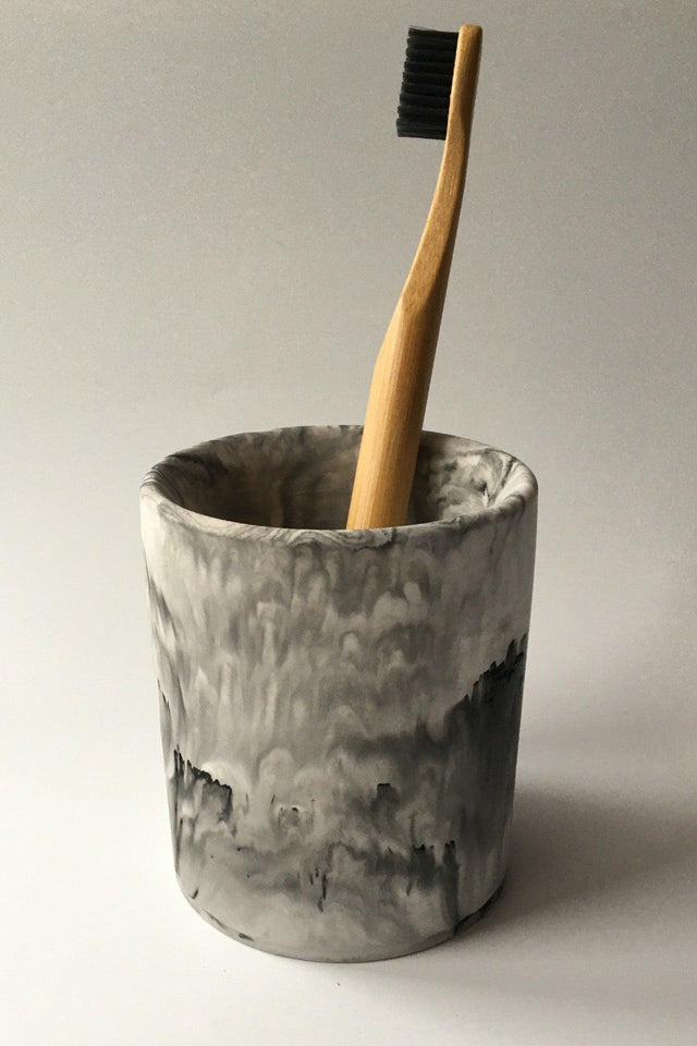 Concrete Toothbrush Holder White Marble Pattern - Swordslife