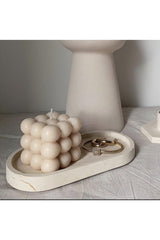 Concrete White Decorative Candle Plate And White Bubble Candle Buble&plate - Swordslife