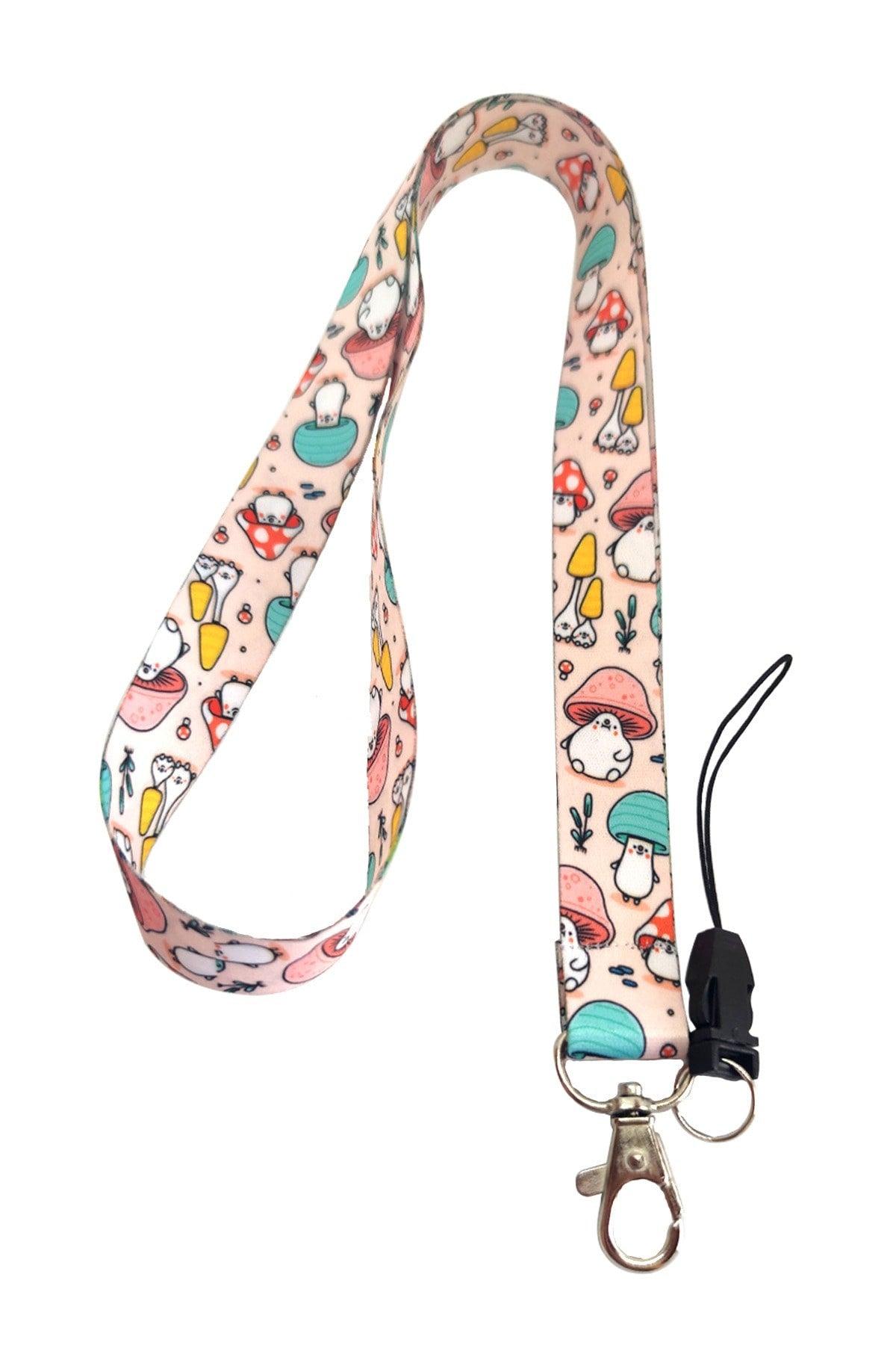 Mushroom Pattern Neck Lanyard And Phone Strap