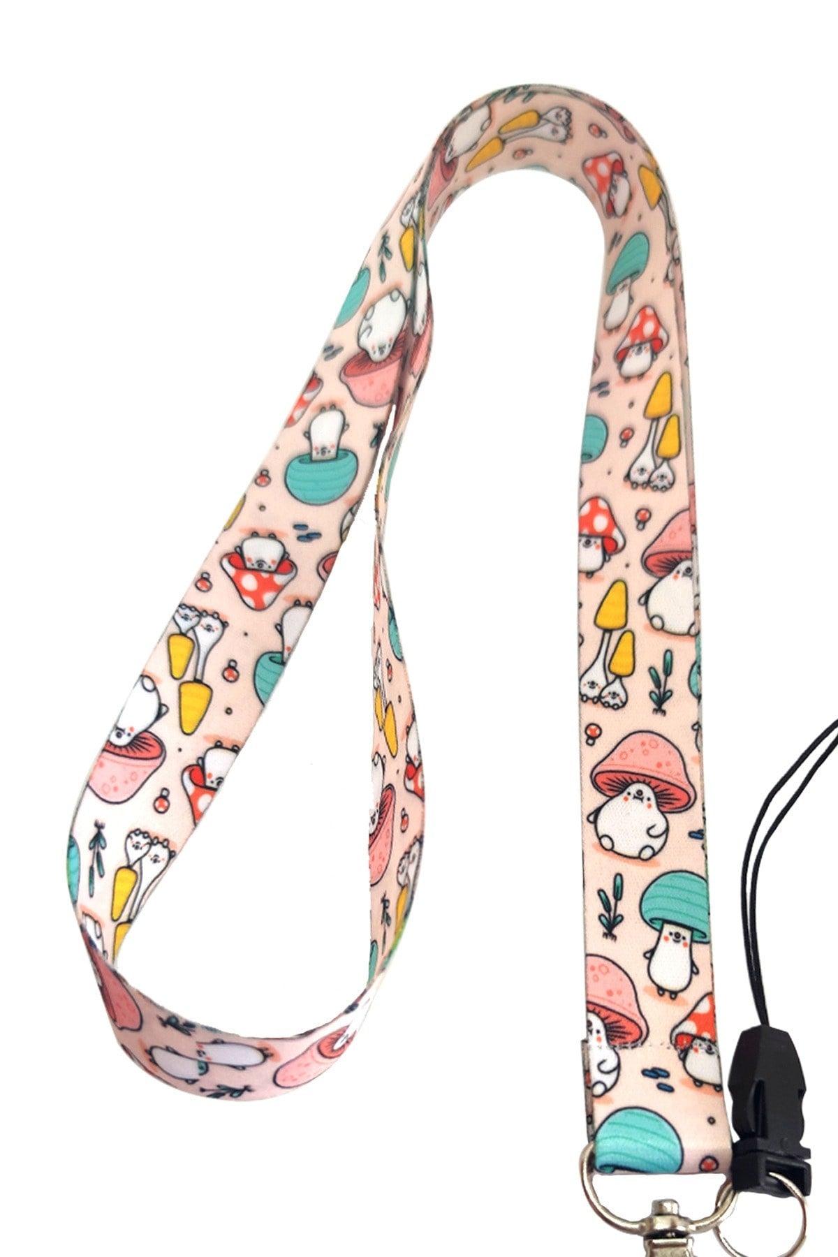 Mushroom Pattern Neck Lanyard And Phone Strap