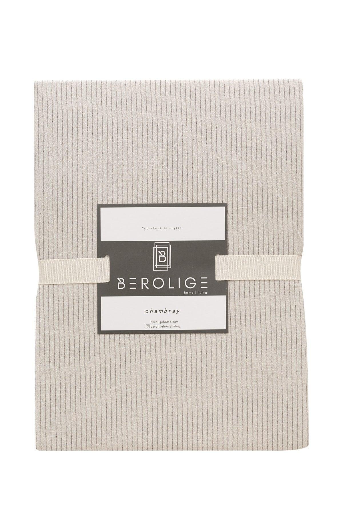 Cottage 100% Cotton Single Washed Yarn Dyed Striped Duvet Cover Set Brown - Swordslife