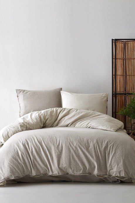 Cottage 100% Cotton Single Washed Yarn Dyed Striped Duvet Cover Set Brown - Swordslife