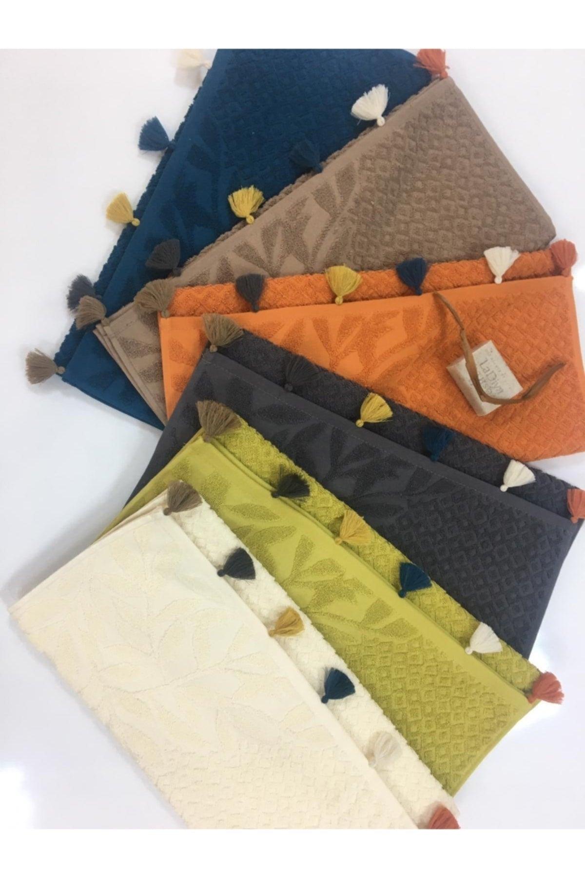 Cotton Flora Tasseled 6 Colored 50x90 Hand Face Towel Set - Swordslife