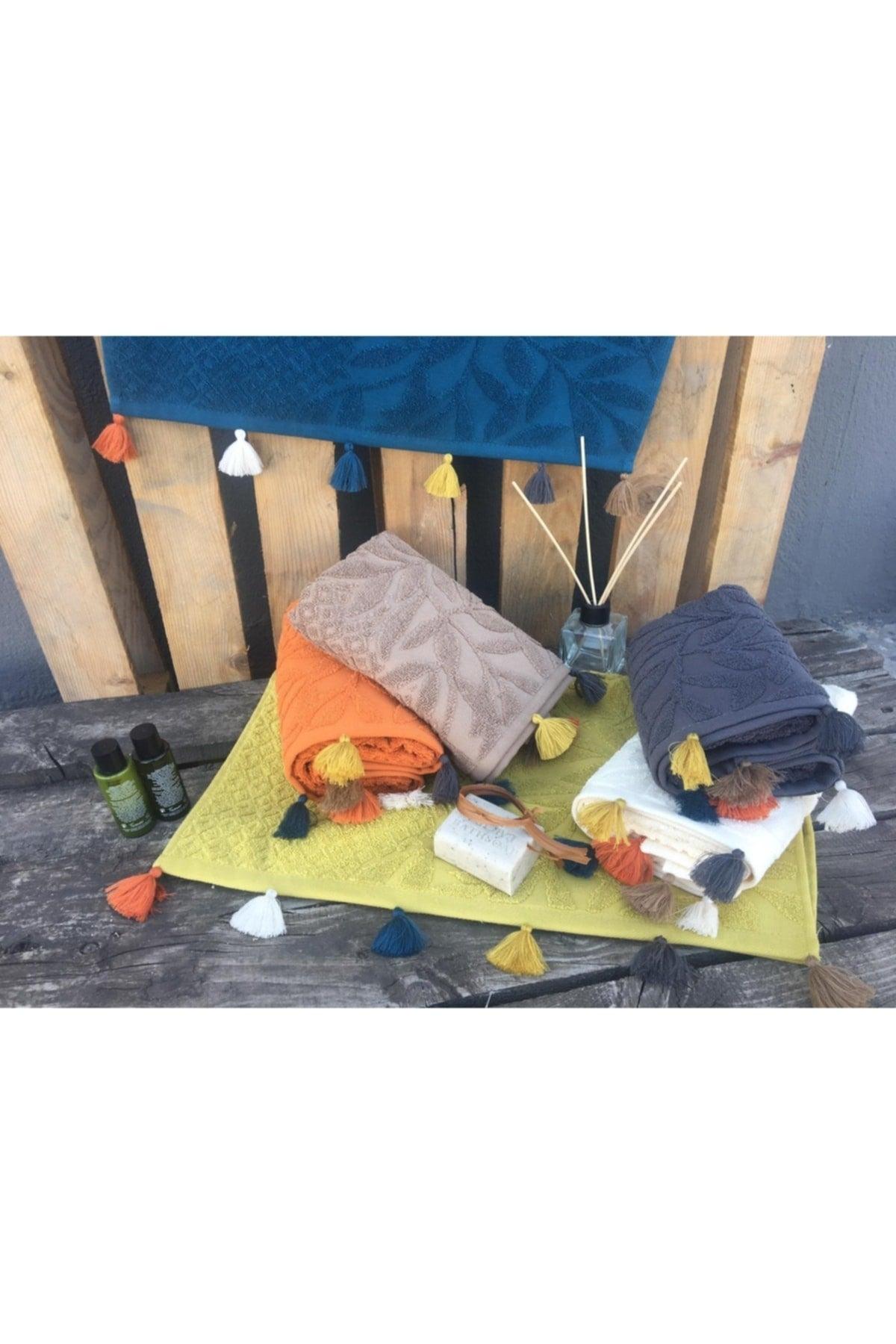 Cotton Flora Tasseled 6 Colored 50x90 Hand Face Towel Set - Swordslife