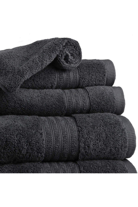 Cotton Luxury Bath Head Face Towel Set of 6 Black - Swordslife