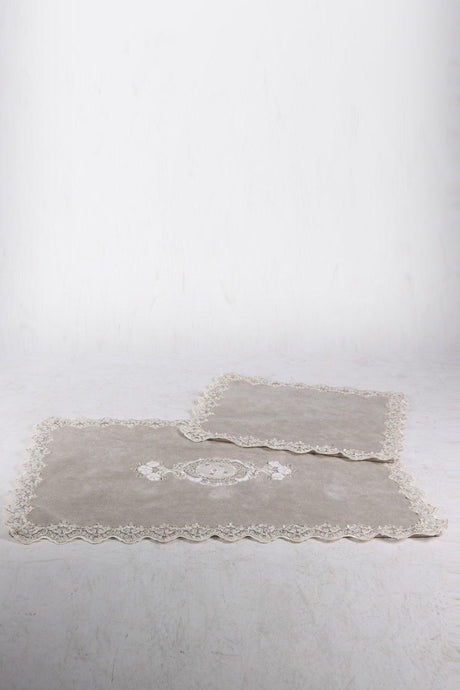 Cotton Lux Cornered Cappuccino 2-Piece Cotton Bath Mat Set Dowry Closet Set - Swordslife